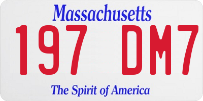 MA license plate 197DM7