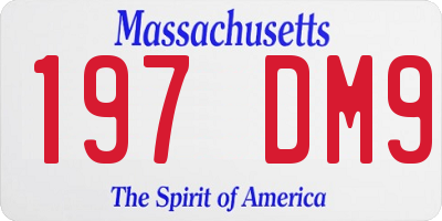 MA license plate 197DM9