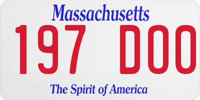 MA license plate 197DO0
