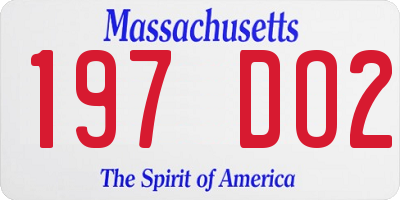 MA license plate 197DO2