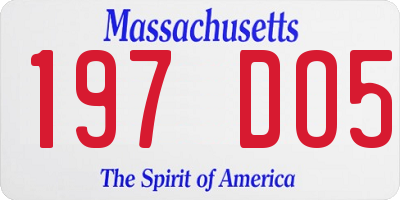 MA license plate 197DO5