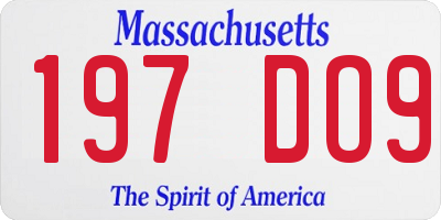 MA license plate 197DO9