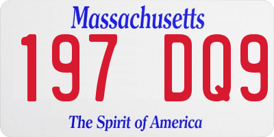 MA license plate 197DQ9
