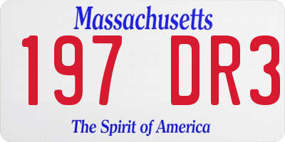 MA license plate 197DR3