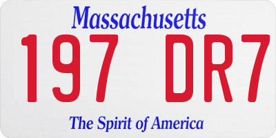MA license plate 197DR7