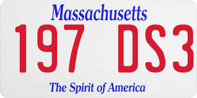 MA license plate 197DS3