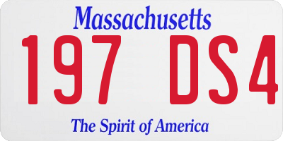 MA license plate 197DS4