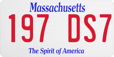 MA license plate 197DS7