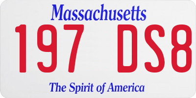 MA license plate 197DS8