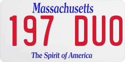 MA license plate 197DU0