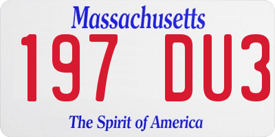 MA license plate 197DU3