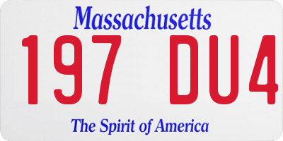 MA license plate 197DU4