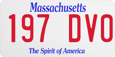MA license plate 197DV0