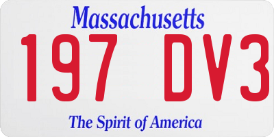 MA license plate 197DV3