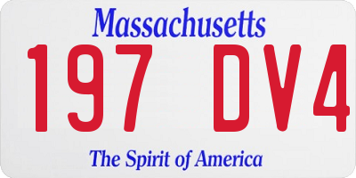 MA license plate 197DV4
