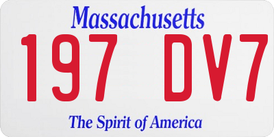 MA license plate 197DV7