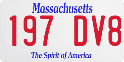 MA license plate 197DV8