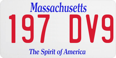 MA license plate 197DV9