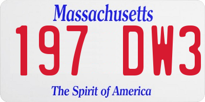 MA license plate 197DW3