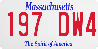 MA license plate 197DW4