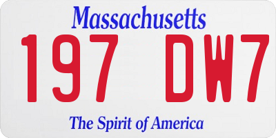 MA license plate 197DW7