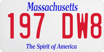 MA license plate 197DW8