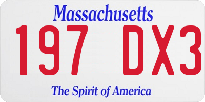MA license plate 197DX3