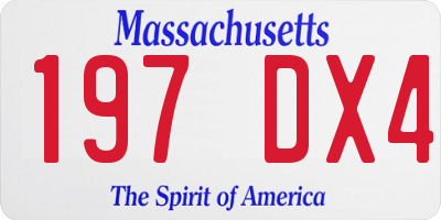 MA license plate 197DX4