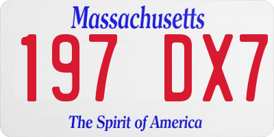 MA license plate 197DX7