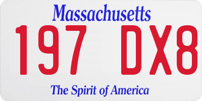MA license plate 197DX8