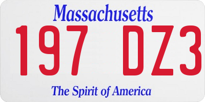 MA license plate 197DZ3