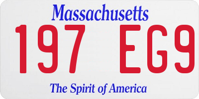 MA license plate 197EG9