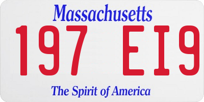MA license plate 197EI9