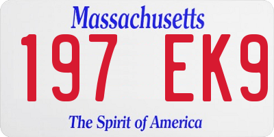 MA license plate 197EK9