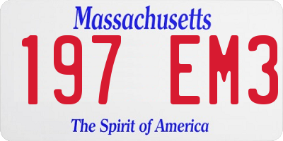 MA license plate 197EM3