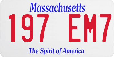 MA license plate 197EM7