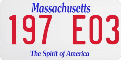 MA license plate 197EO3