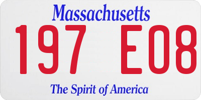 MA license plate 197EO8