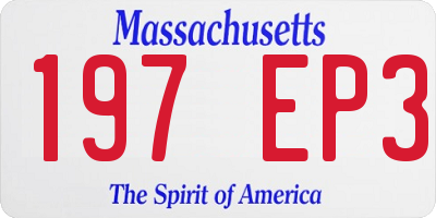 MA license plate 197EP3