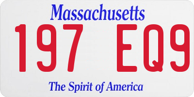 MA license plate 197EQ9