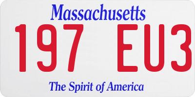 MA license plate 197EU3