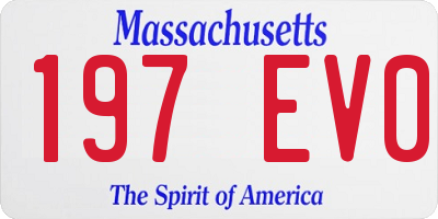 MA license plate 197EV0
