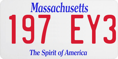 MA license plate 197EY3