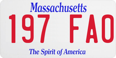 MA license plate 197FA0