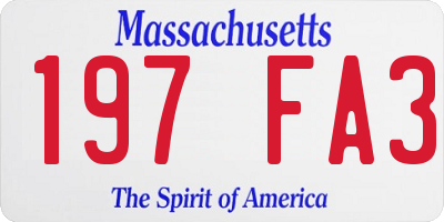 MA license plate 197FA3