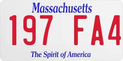 MA license plate 197FA4