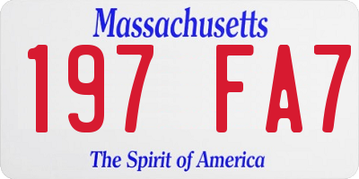 MA license plate 197FA7