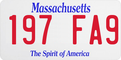 MA license plate 197FA9