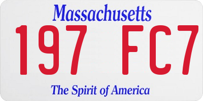 MA license plate 197FC7