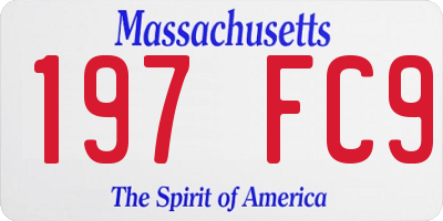 MA license plate 197FC9